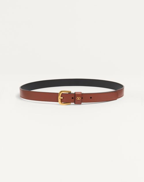 Valentino Garavani Vlogo Signature Belt In Shiny Calfskin 25 Mm Man Deep Caramel 090