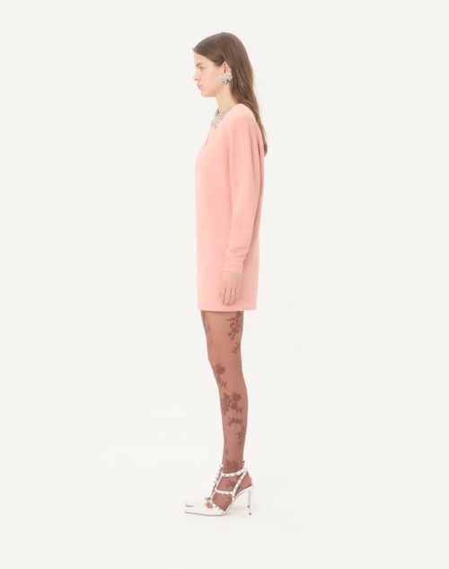 Valentino - Vestido Corto Bordado De Cady Couture - Rosa/plateado - Mujer - Vestidos