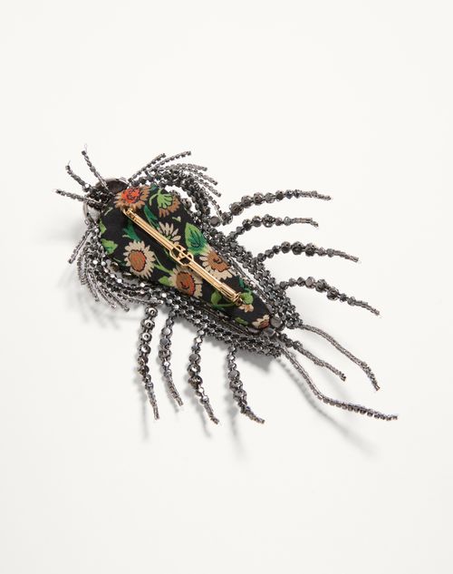 Valentino Garavani - Valentino Garavani Les Glaces Brooch In Metal, Fabric And Crystals - Crystal - Man - Jewellery