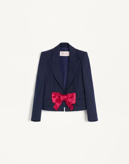 Valentino - Viscose Jacket With Bow - Provence Blue - Woman - Jackets And Blazers