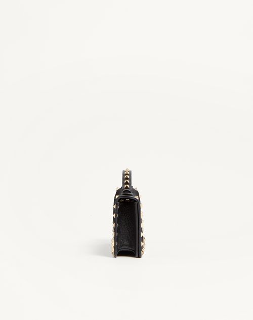 Valentino Garavani - Rockstud Wallet With Chain In Grainy Calfskin - Black - Woman - Wallets And Small Leather Goods