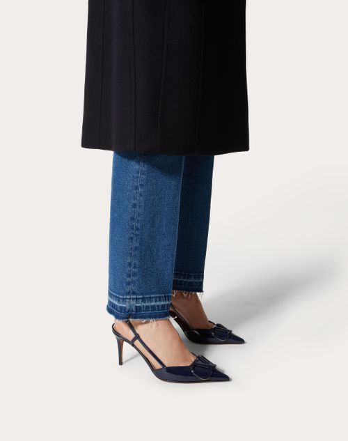 Valentino Garavani - Vlogo Signature Patent Leather Slingback Pump 80mm - Marine - Woman - Pumps