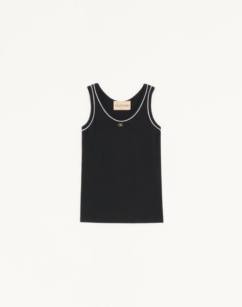 Valentino - Cotton Jersey Top - Black/white - Woman - T-shirts And Sweatshirts