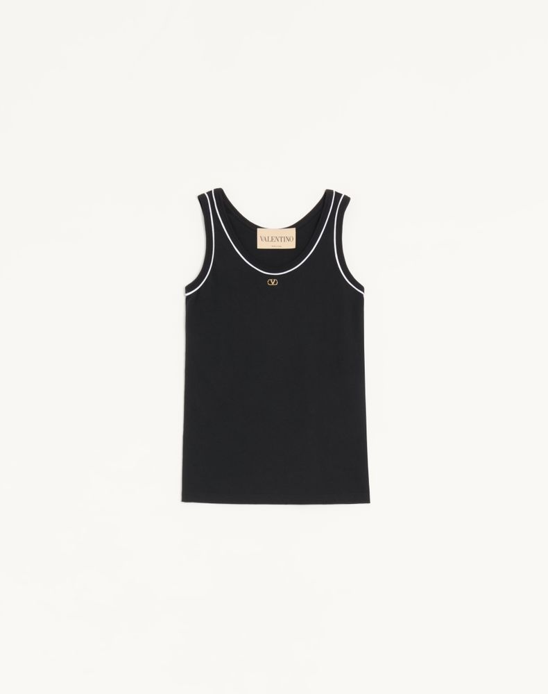 Valentino Women's Black/White Cotton Jersey Top Woman Xs