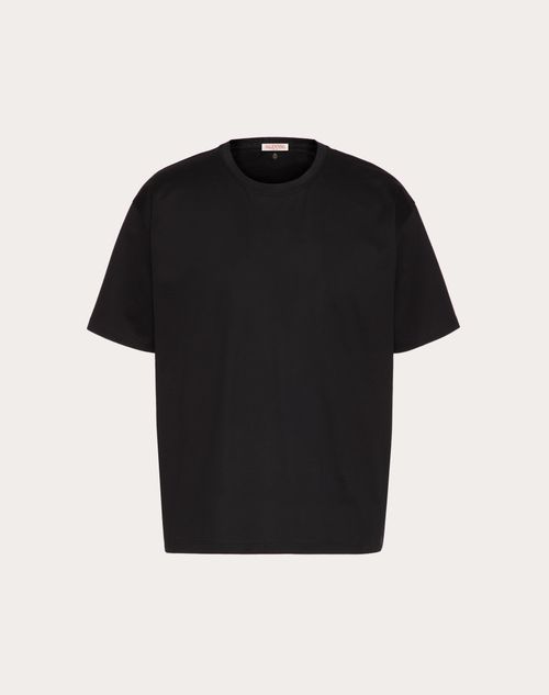 Shop Valentino Cotton Crewneck T-shirt In Black