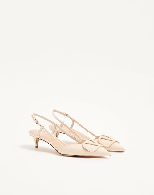 Valentino Garavani - Vlogo Signature Patent Leather Slingback Pump 40mm - Ivory - Woman - Pumps