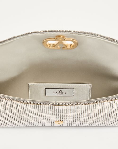 Valentino Garavani - Kleine Valentino Garavani Devain Schultertasche Aus Metallic-mesh - Silber - Frau - Schultertaschen
