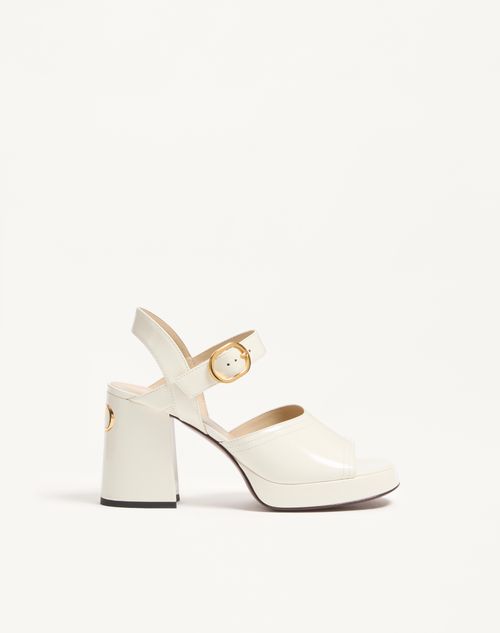 Valentino Garavani Fawcette Platform Sandal In Polished Calfskin 100mm Woman Ivory 37