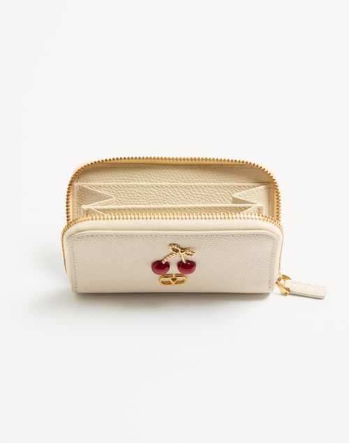 Valentino Garavani - チェリフィック グレインカーフスキン ミニ ジップウォレット - ライトアイボリー - ウィメンズ - 