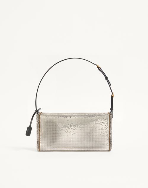 Valentino Garavani - Kleine Valentino Garavani Devain Schultertasche Aus Metallic-mesh - Silber - Frau - Schultertaschen