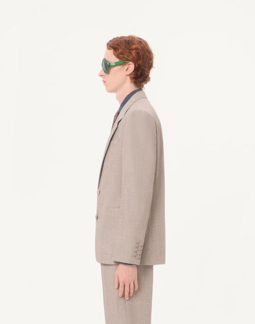 Valentino - Valentino Single-breasted Jacket In Boutonné Wool - Light Grey - Man - Coats And Blazers