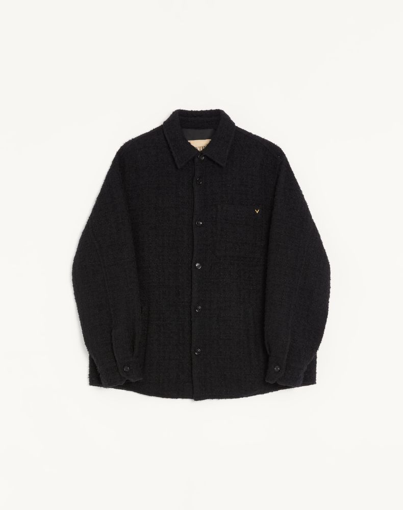 Valentino Men's Black Cotton Tweed Shirt Jacket With Vgold Man 56