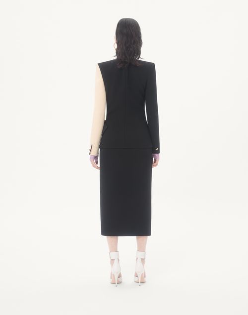 Valentino - Wool Crepe Midi Dress - Black/birch - Woman - Dresses