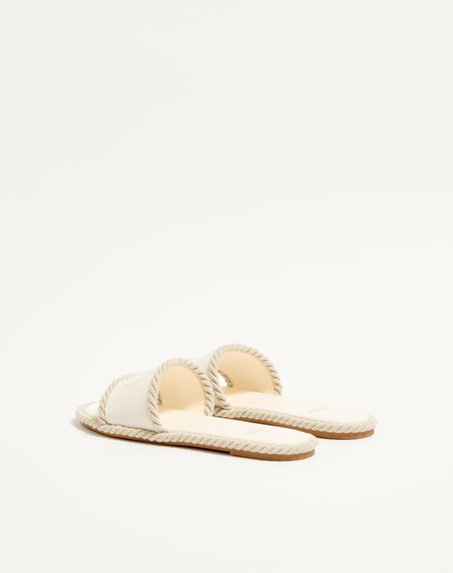 Valentino Garavani - Vlogo Torchon Slide Sandal In Nappa Leather - Ivory - Woman - Slides And Thongs