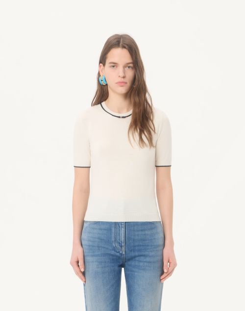 Valentino - Wool Jumper - Ivory/black - Woman - Knitwear