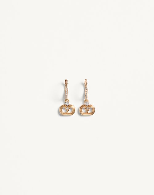 Valentino Garavani Ovalette Metal And Swarovski Crystal Earrings Woman Gold/crystal Onesize