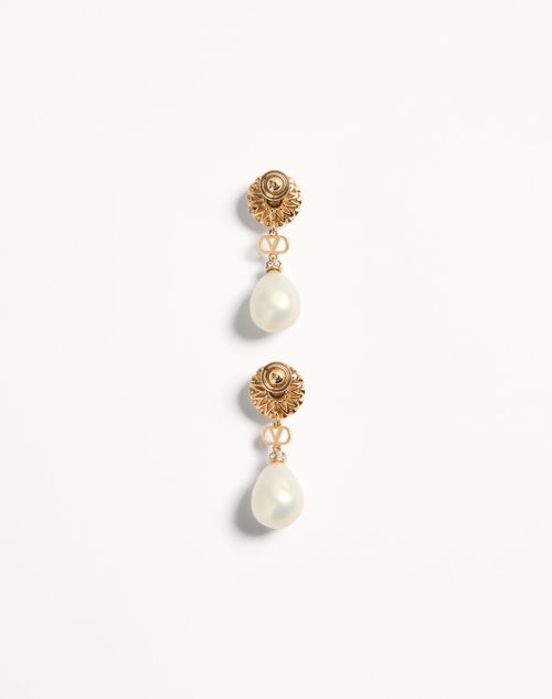 Valentino Garavani - Orecchini Vlogo Signature  - Oro/crema - Donna - Gioielli