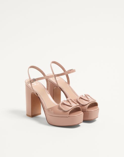 Valentino Garavani - Vlogo Signature Patent Leather Platform Sandal 115mm - Rose Cannelle - Woman - Sandals