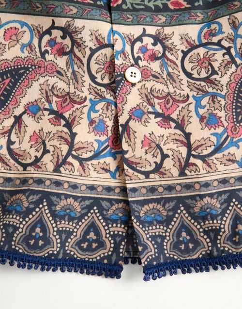 Valentino - Bowling Shirt In Cotton Muslin With Voyage Imaginaire Print And Passementerie Trims - Multicolor - Man - Shirts