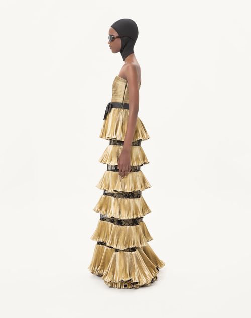 Valentino - Long Dress In Jacquard Reps Lamé - Black/gold - Woman - Gowns