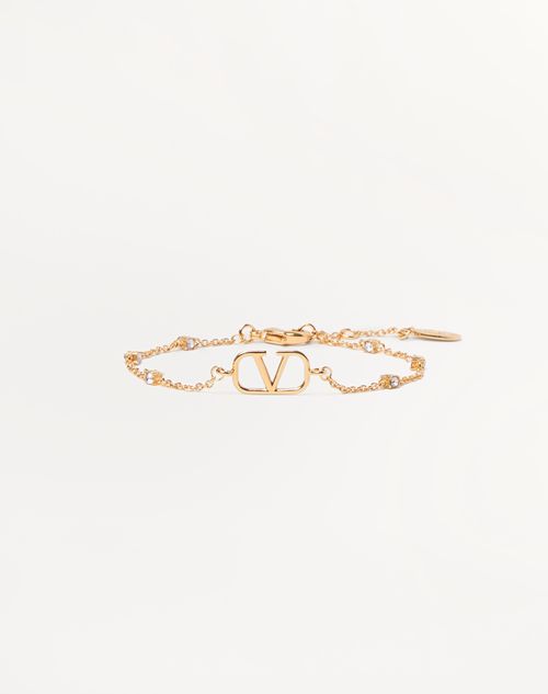 Valentino Garavani Vlogo Signature Metal And Swarovski® Crystal Bracelet Woman Gold/silver Uni