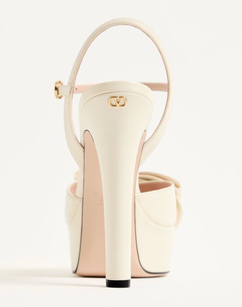 Valentino Garavani - Sandalo Con Plateau Bowow In Capretto Con Dettaglio Fiocco 130mm - Avorio - Donna - Sandali