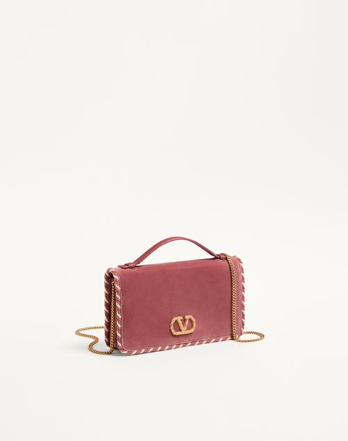 Valentino Garavani - Vlogo Signature Velvet Chain Wallet With Jewel Logo - Phard - Woman - Wallets And Small Leather Goods