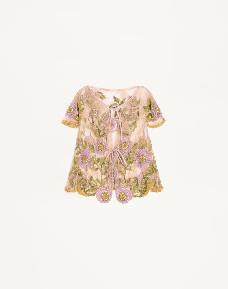 Valentino Women's Multicolour Embroidered Lace Shirt Woman 46