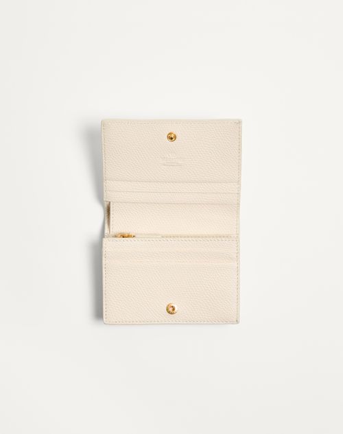 Valentino Garavani - Vlogo Signature Wallet In Le Chat De La Maison Grainy Calfskin - Pink/ivory - Woman - Wallets And Small Leather Goods