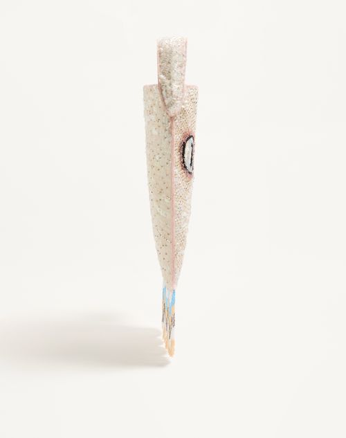 Valentino Garavani - Valentino Garavani Le Chat De La Maison Embroidered Shoulder Bag With Fringes - Butter - Woman - Shoulder Bags