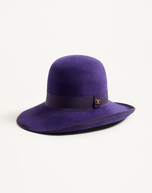 Valentino Garavani - Vlogo Signature Hat In Lapin Fabric - Purple - Woman - Hats And Gloves