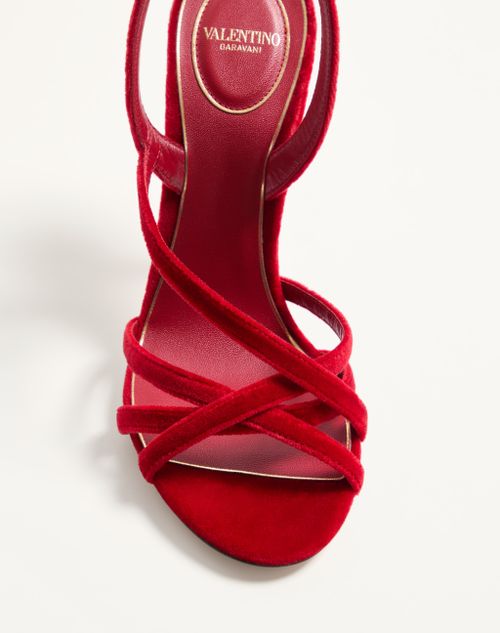 Valentino Garavani - Fetishique Velvet Sandal 105mm - Rosso Valentino - Woman - Sandals