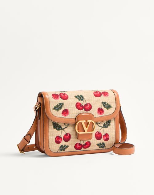 Valentino Garavani - Valentino Garavani 9to5 Shoulder Bag In Jacquard Raffia With Cherryfic Motif - Natural/red - Woman - Shoulder Bags