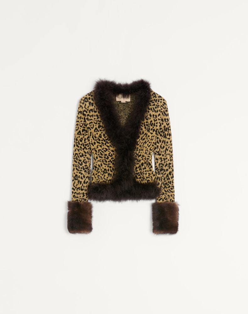 Valentino Women's Animal Print Jacquard Lurex Knit Jacket Woman Xs