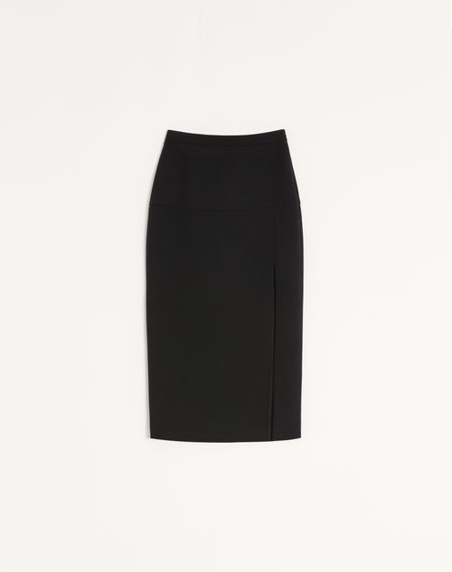Valentino - Wool Crepe Midi Skirt - Black - Woman - Skirts