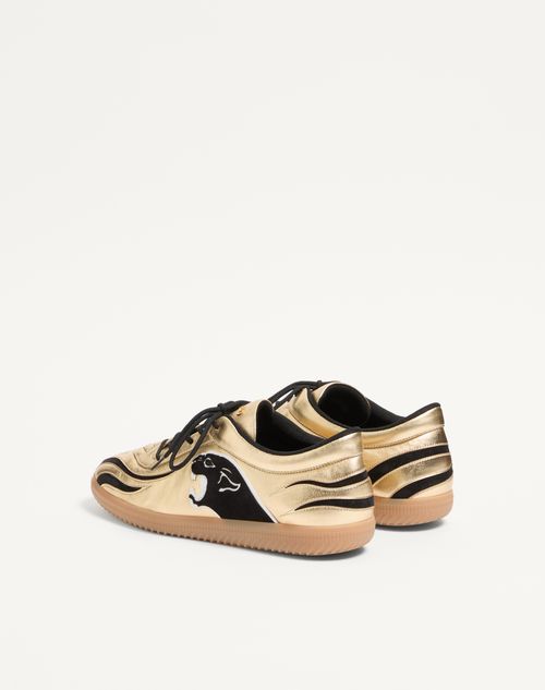 Valentino Garavani - Kicky Laminated Nappa Trainer - Antique Brass - Man - Trainers