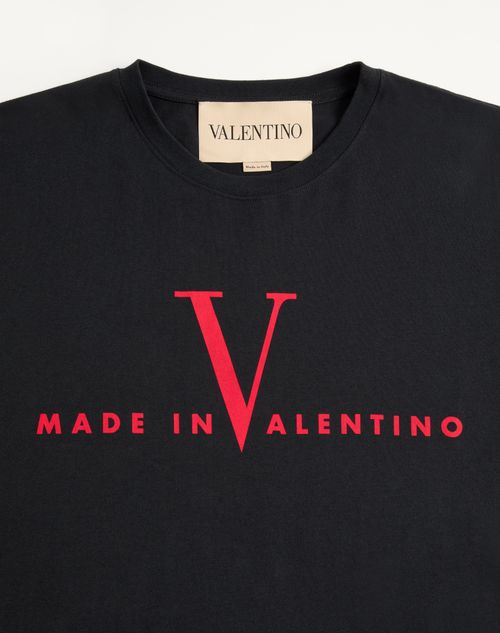 Valentino - Valentino Cotton T-shirt With Made In Valentino Print - Black/red - Man - Tshirts And Sweatshirts