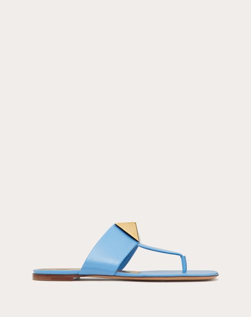 Valentino One Stud Leather Sandal In Blue