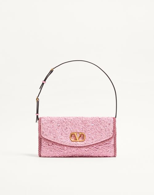 Valentino Garavani - Valentino Garavani Devain Small Shoulder Bag In Cloqué Jacquard Fabric. - Pink - Woman - Shoulder Bags