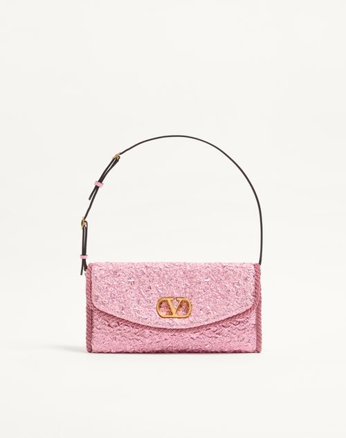 Valentino Metallic Vain Soft Clutch Bag In Pink