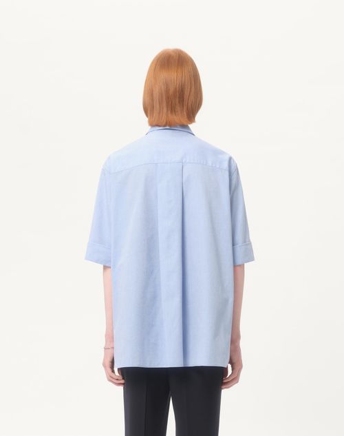 Valentino - Oxford Cotton Polo Shirt - Azure - Man - Shirts