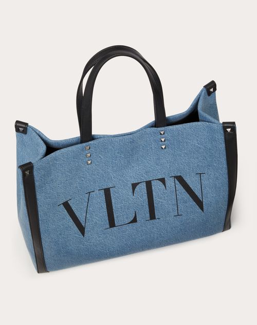 Valentino Garavani - Medium Vltn Denim Shopper - Denim/black - Man - Totes
