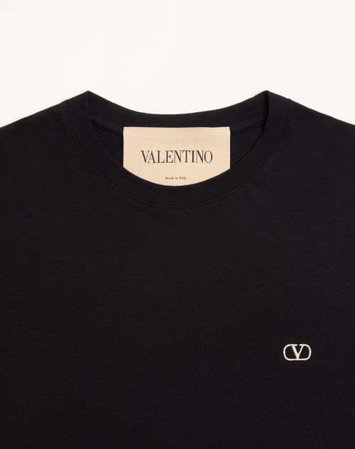 Valentino - T-shirt Valentino In Cotone Con Ricamo Vlogo - Nero - Uomo - T-shirts E Felpe
