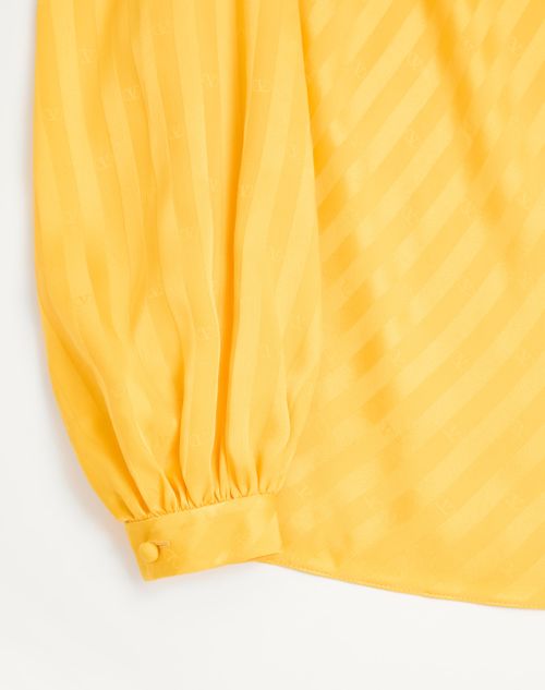 Valentino - Vlogo Striped Jacquard Top - Yellow - Woman - Shirts And Tops