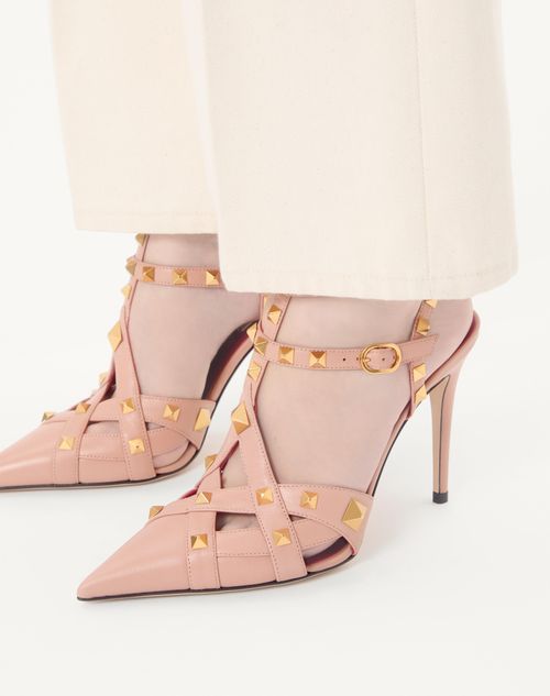 Valentino Garavani - Zapatos De Salón Studdy De Cabritilla Con Tacón De 100 mm - Rosa - Mujer - Salones