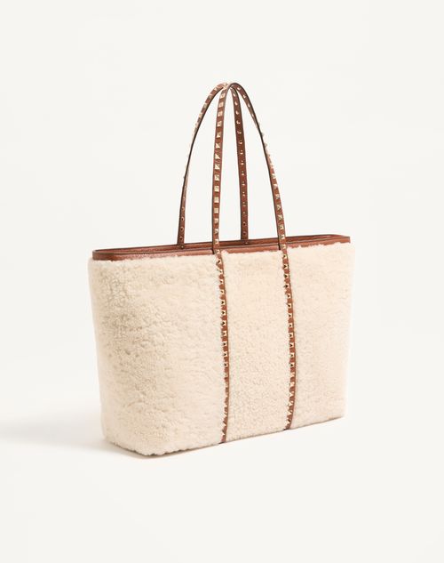 Valentino Garavani - Cabas Valentino Garavani Rockstud En Peau De Mouton - Raspberry Pink - Femme - Cabas