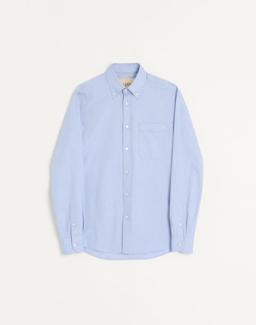Valentino Cotton Oxford Shirt With Vlogo Embroidery Man Azure 40
