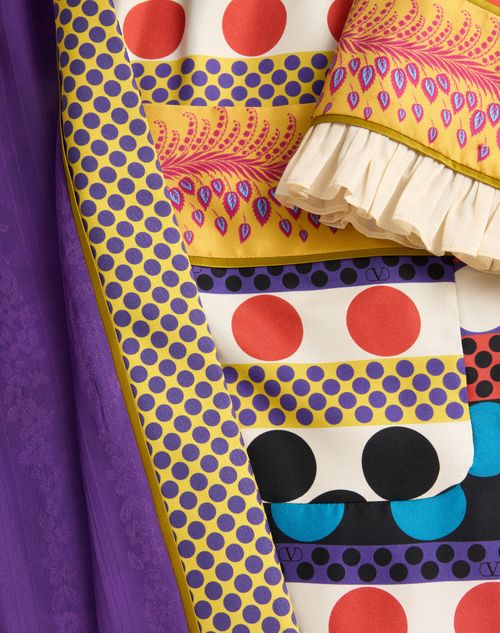 Valentino - Twill Dressing Gown With Opticool Riga Pois Print - Multicolor - Woman - Coats And Outerwear