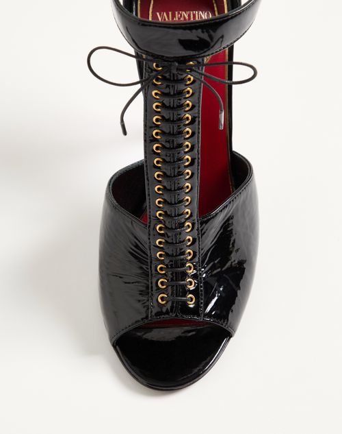 Valentino Garavani - Bustier Sandal In Naplak 105mm - Black/red - Woman - Sandals