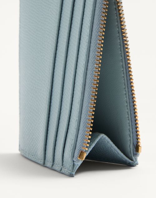 Valentino Garavani - Portacarte Cherryfic In Vitello Granato - Azzurro - Donna - Portafogli E Piccola Pelletteria